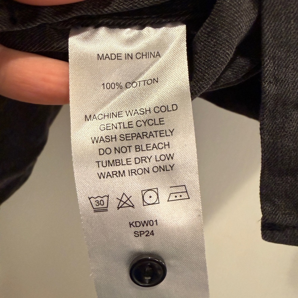 Distressed Denim Button Down, Black - image 4